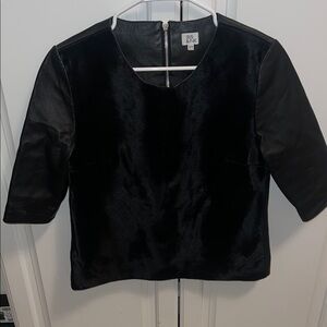 IRIS & INK Leather and Black Calf Hair top